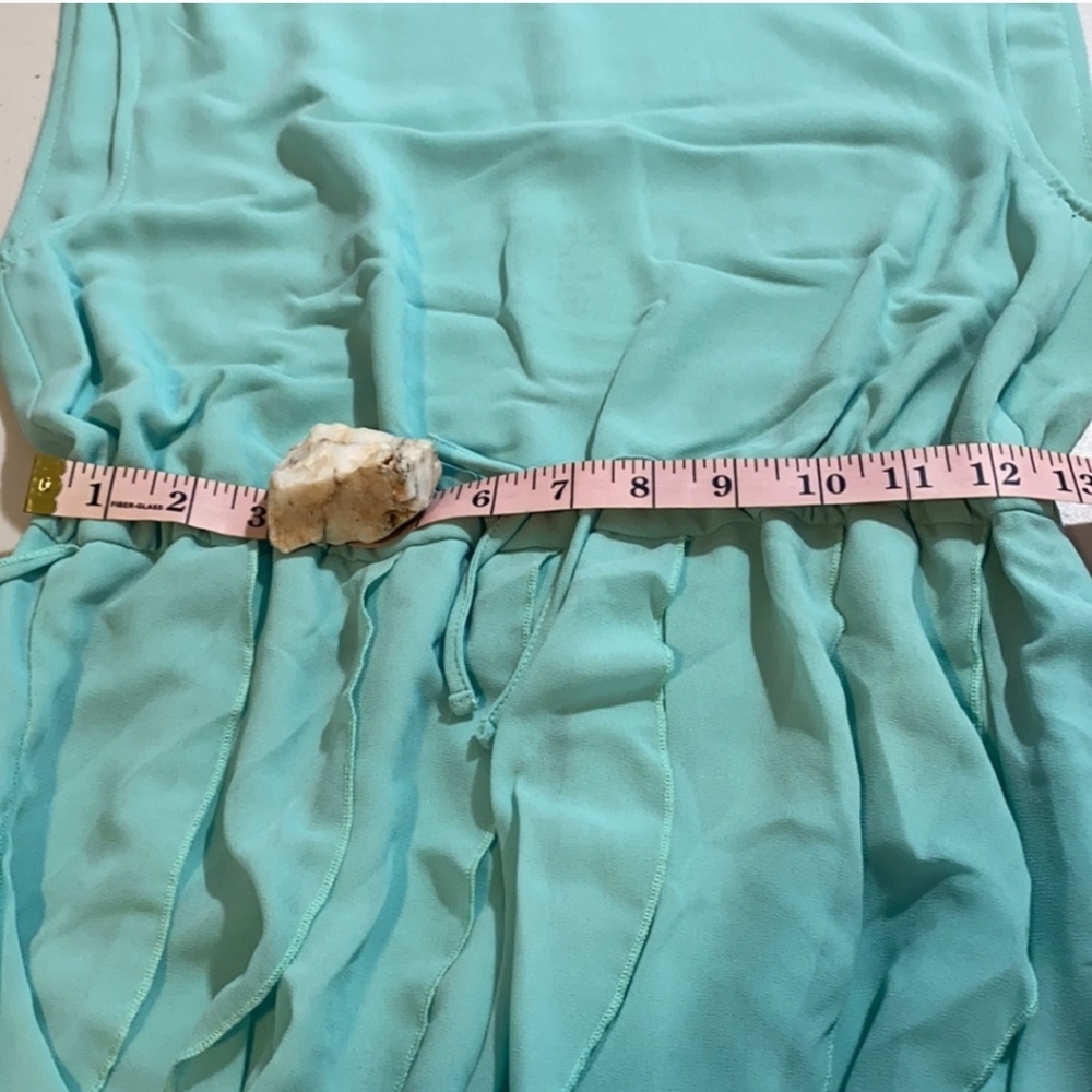OASAP Flowy Ruffle Waterfall Dress Drawstring Waist Aqua Blue NWT Size M - Picture 10 of 11